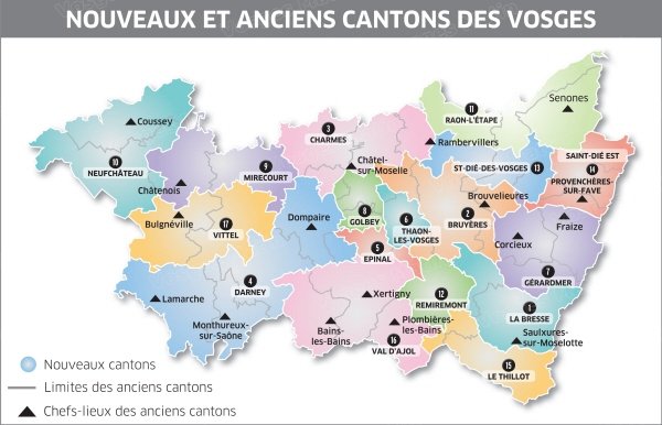 Un projet de découpage des Vosges en 17 cantons