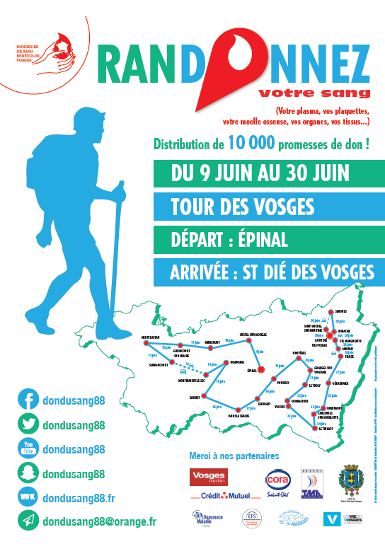 Vosges : une grande randonnée pour récolter 10 000 promesses de dons du sang