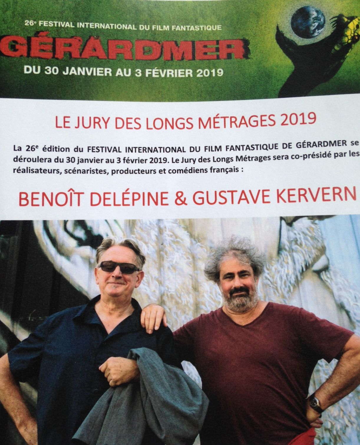 Benoît Delépine et Gustave Kervern co-présidents du Festival de Gérardmer 2019