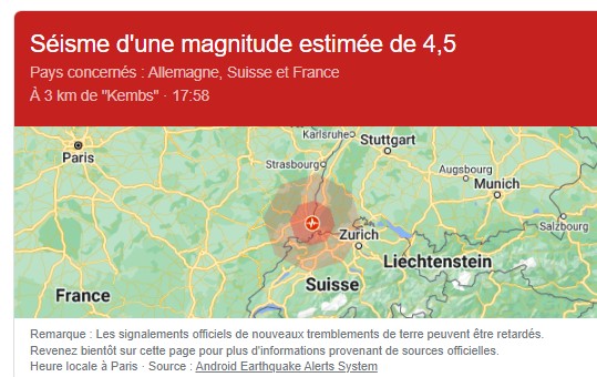 Un séisme près de Mulhouse ressenti dans les Vosges