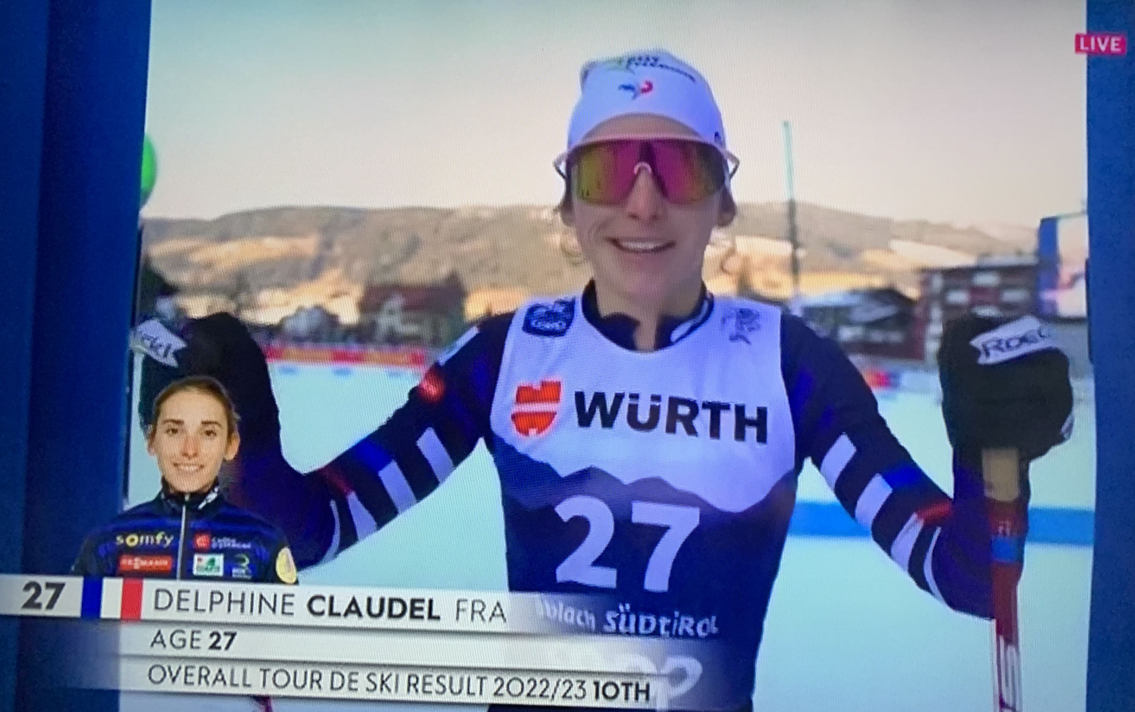 Delphine Claudel amibitieuse sur le Tour le ski